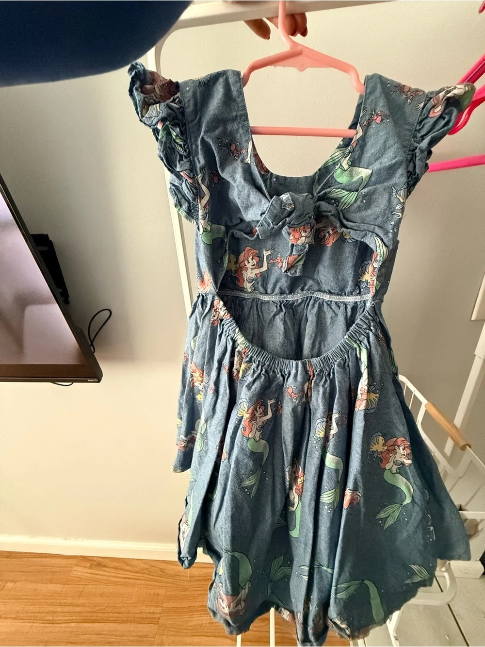 Disney Blue Ariel Mermaid Print Dress with Green Tails